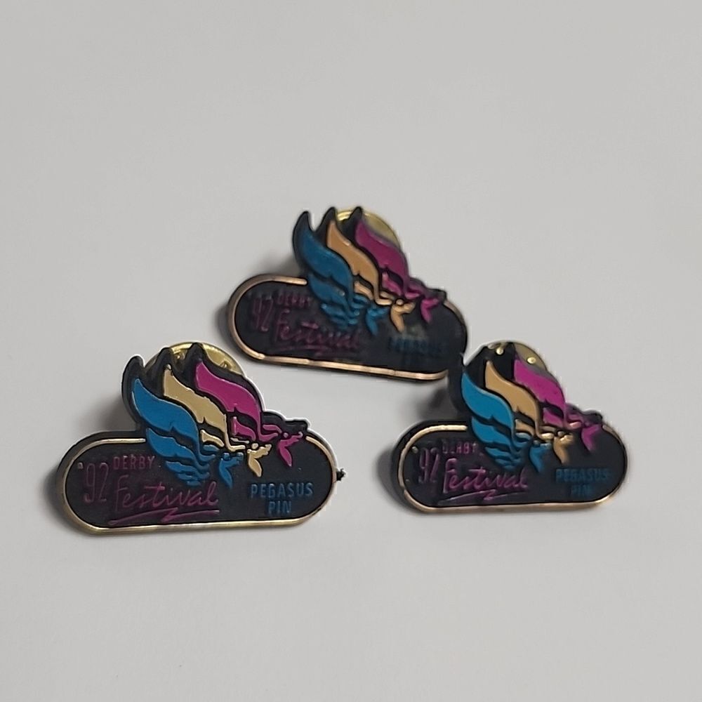 Vintage 1992 Kentucky Derby Festival Pegasus 20th Anniversary Pin Lot of 3